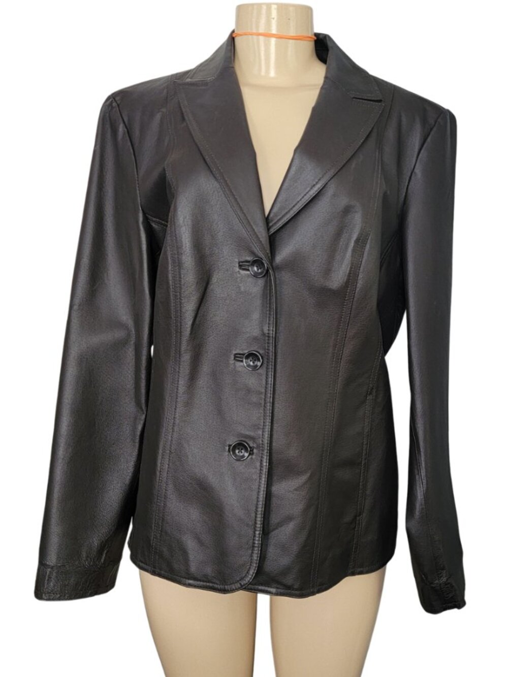 East 5th Brown Leather Collared 3 Button Blazer/Jacket - Picture 1 of 13